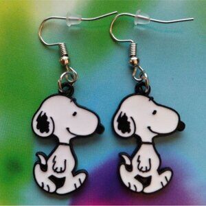 Handmade Black and White Charlie Brown Snoopy Earrings